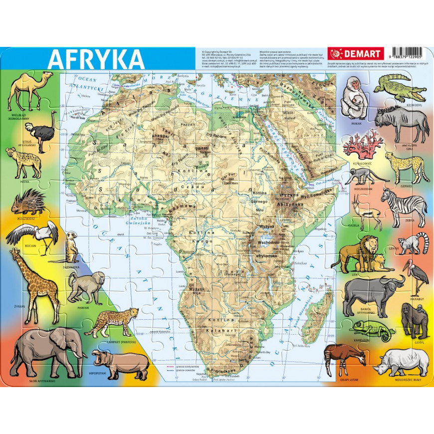 Afryka fizyczna - puzzle ramkowe