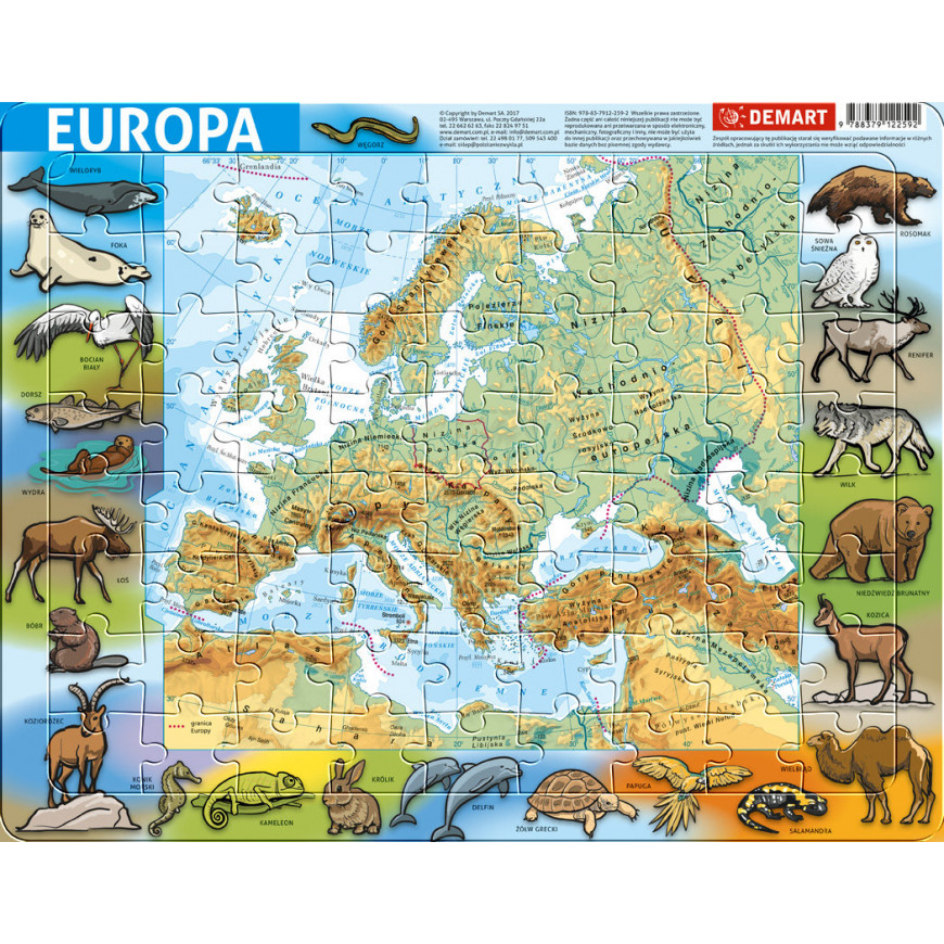 Europa fizyczna - puzzle ramkowe