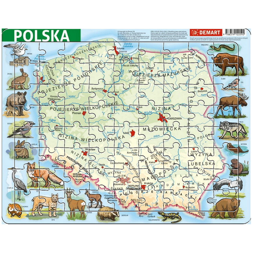 Polska fizyczna - puzzle ramkowe