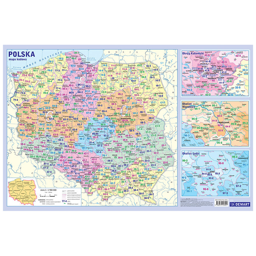 Mapa Polski z kodami pocztowymi - podkładka na biurko