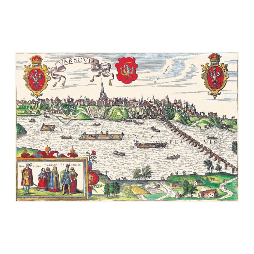 Panorama Warszawy, G.Braun i F. Hogenberg, 1618 r.