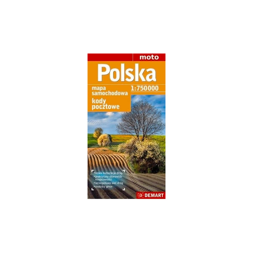 Polska - kody pocztowe - mapa samochodowa